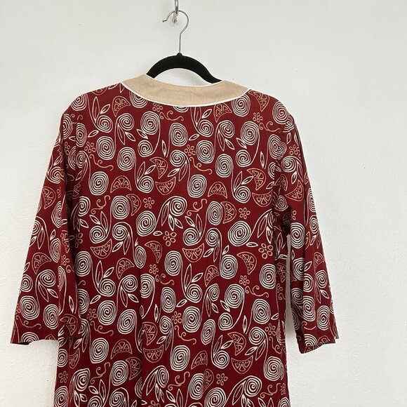 Patio Casuals By Cabernet Maxi Dress Floral Print Kaftan Patio Embroidered Sz L - Picture 9 of 12